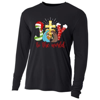 Jesus Christian Nativity Scene Joy To The World Christmas Cooling Performance Long Sleeve Crew