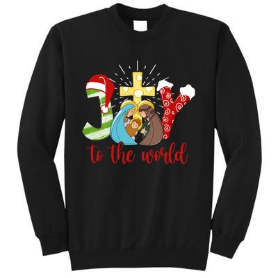 Jesus Christian Nativity Scene Joy To The World Christmas Tall Sweatshirt