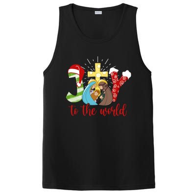 Jesus Christian Nativity Scene Joy To The World Christmas PosiCharge Competitor Tank