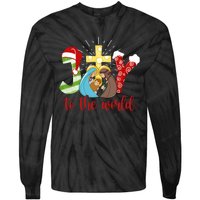 Jesus Christian Nativity Scene Joy To The World Christmas Tie-Dye Long Sleeve Shirt