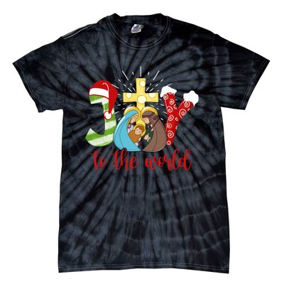 Jesus Christian Nativity Scene Joy To The World Christmas Tie-Dye T-Shirt