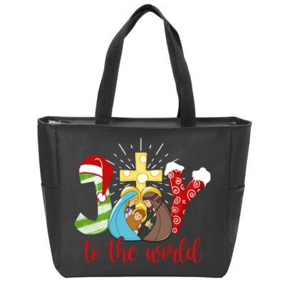 Jesus Christian Nativity Scene Joy To The World Christmas Zip Tote Bag