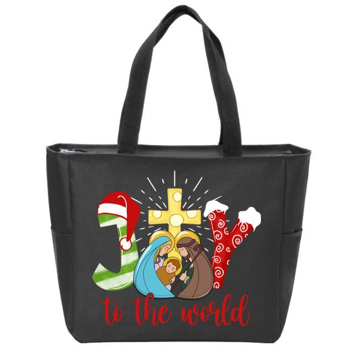 Jesus Christian Nativity Scene Joy To The World Christmas Zip Tote Bag