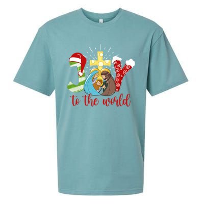 Jesus Christian Nativity Scene Joy To The World Christmas Sueded Cloud Jersey T-Shirt