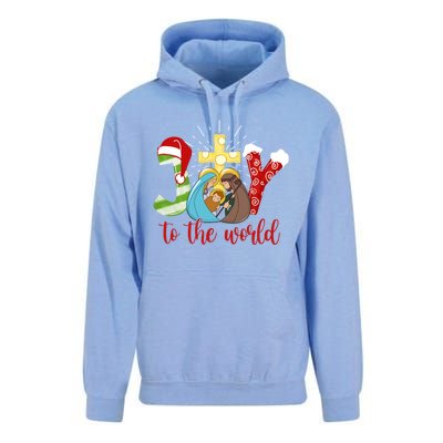 Jesus Christian Nativity Scene Joy To The World Christmas Unisex Surf Hoodie