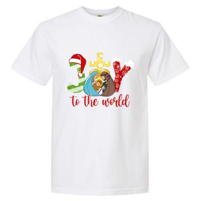 Jesus Christian Nativity Scene Joy To The World Christmas Garment-Dyed Heavyweight T-Shirt