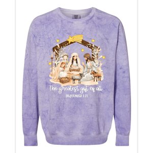 Jesus Christmas Nativity Scene Colorblast Crewneck Sweatshirt