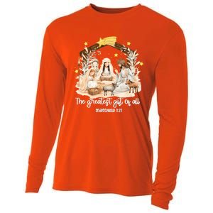 Jesus Christmas Nativity Scene Cooling Performance Long Sleeve Crew