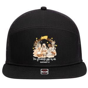 Jesus Christmas Nativity Scene 7 Panel Mesh Trucker Snapback Hat