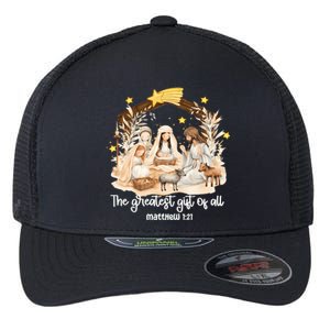 Jesus Christmas Nativity Scene Flexfit Unipanel Trucker Cap