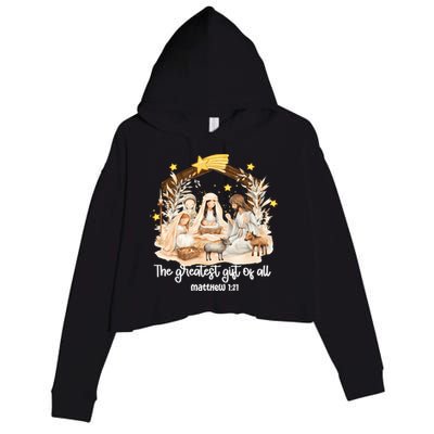 Jesus Christmas Nativity Scene Crop Fleece Hoodie