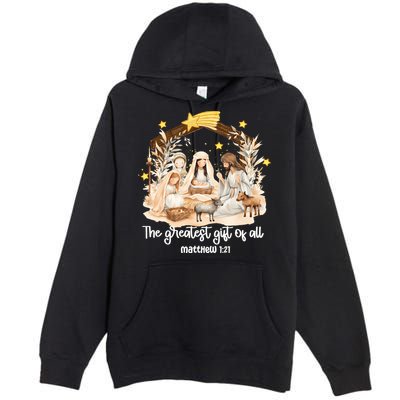 Jesus Christmas Nativity Scene Premium Pullover Hoodie