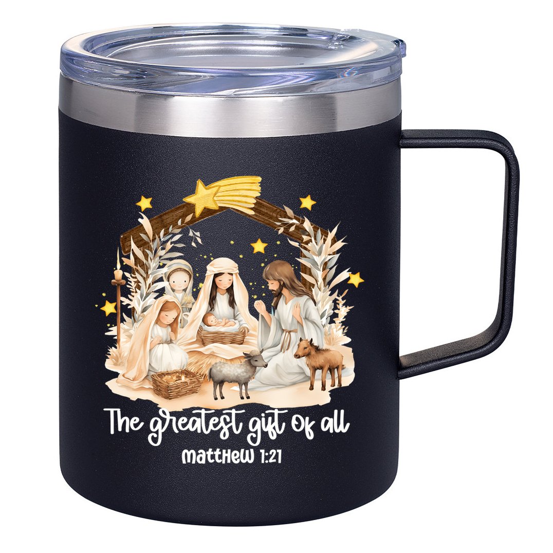 Jesus Christmas Nativity Scene 12oz Stainless Steel Coffee Mug
