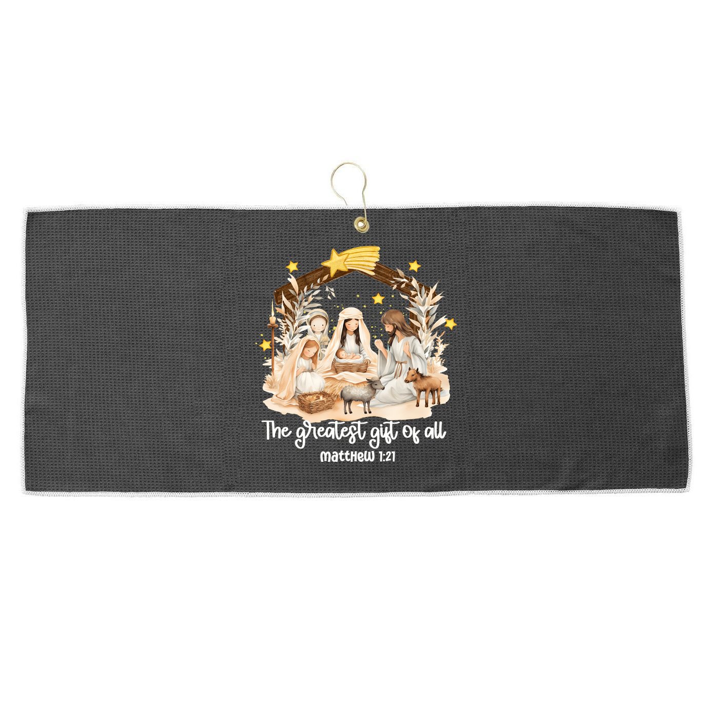 Jesus Christmas Nativity Scene Large Microfiber Waffle Golf Towel