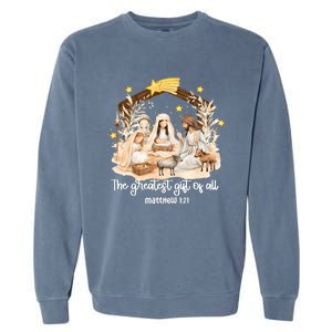 Jesus Christmas Nativity Scene Garment-Dyed Sweatshirt