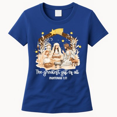 Jesus Christmas Nativity Scene Womens T-Shirt