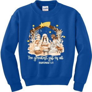 Jesus Christmas Nativity Scene Kids Sweatshirt