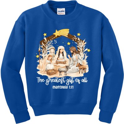 Jesus Christmas Nativity Scene Kids Sweatshirt