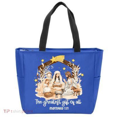 Jesus Christmas Nativity Scene Zip Tote Bag