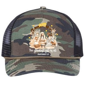 Jesus Christmas Nativity Scene Retro Rope Trucker Hat Cap