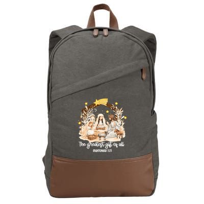 Jesus Christmas Nativity Scene Cotton Canvas Backpack