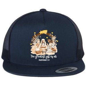 Jesus Christmas Nativity Scene Flat Bill Trucker Hat