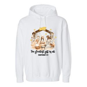 Jesus Christmas Nativity Scene Garment-Dyed Fleece Hoodie