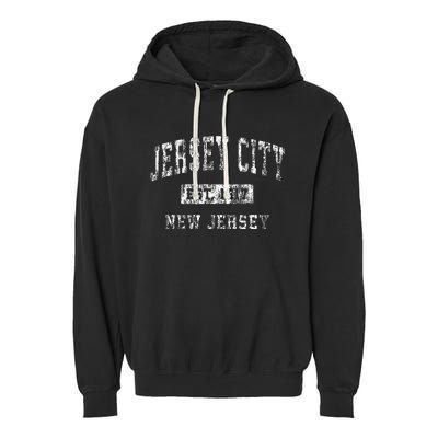 Jersey City New Jersey Nj Vintage Established Garment-Dyed Fleece Hoodie