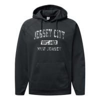 Jersey City New Jersey Nj Vintage Established Performance Fleece Hoodie