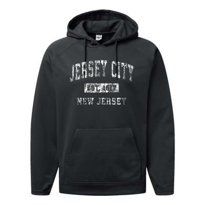 Jersey City New Jersey Nj Vintage Established Performance Fleece Hoodie