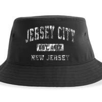 Jersey City Nj Vintage Sports Pride Sustainable Bucket Hat