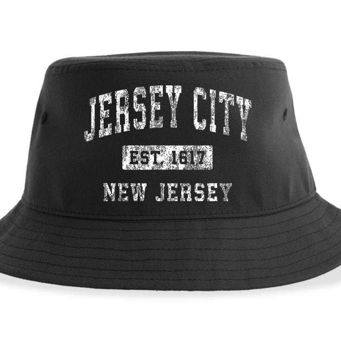 Jersey City Nj Vintage Sports Pride Sustainable Bucket Hat