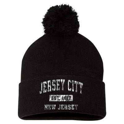 Jersey City Nj Vintage Sports Pride Pom Pom 12in Knit Beanie