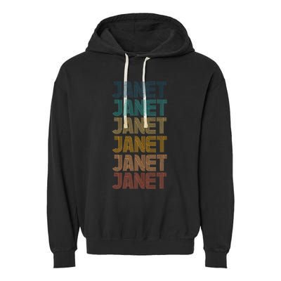 Janet Classic Name Cool 80s 90s Garment-Dyed Fleece Hoodie