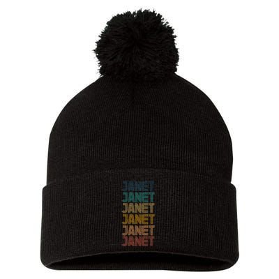 Janet Classic Name Cool 80s 90s Pom Pom 12in Knit Beanie