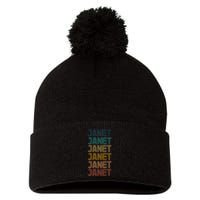Janet Classic Name Cool 80s 90s Pom Pom 12in Knit Beanie
