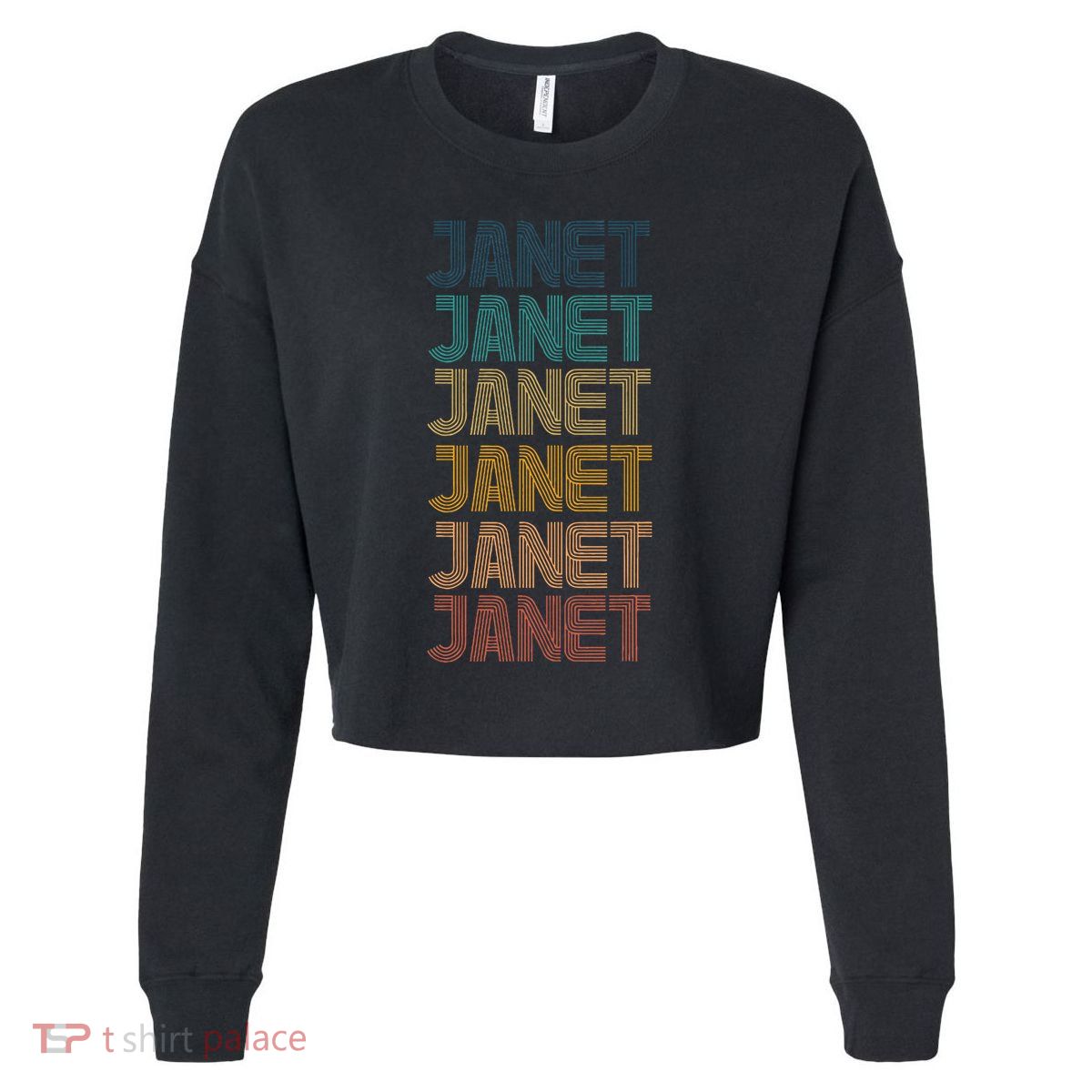 Janet Classic Name Cool 80s 90s Cropped Pullover Crew