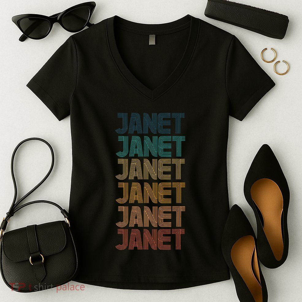 Janet Classic Name Cool 80s 90s Women's V-Neck T-Shirt