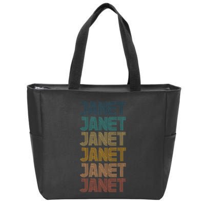 Janet Classic Name Cool 80s 90s Zip Tote Bag