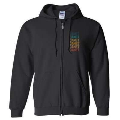Janet Classic Name Cool 80s 90s Full Zip Hoodie