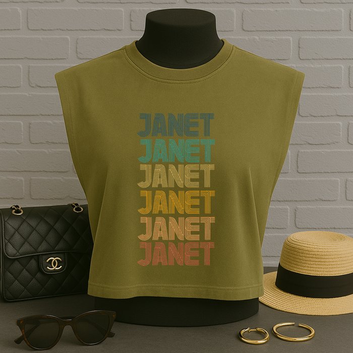 Janet Classic Name Cool 80s 90s Garment-Dyed Women's Muscle Tee
