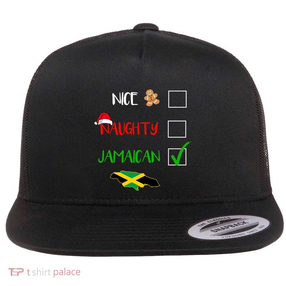 Jamaica Christmas Naughty Nice Check Jamaican Gift Great Gift Flatbill Hat