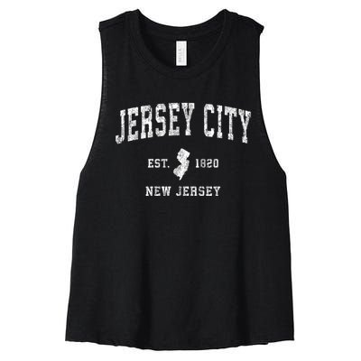 Jersey City New Jersey Nj Vintage Sports Women's Racerback Cropped Tank