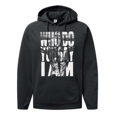 Jesus Christ On The Cross Who Do You Say I Am Christian Performance Fleece Hoodie