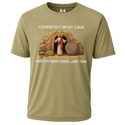 Jesus Coming Out Of My Cave And Ive Been Doing Just Fine Cooling Performance Crew T-Shirt