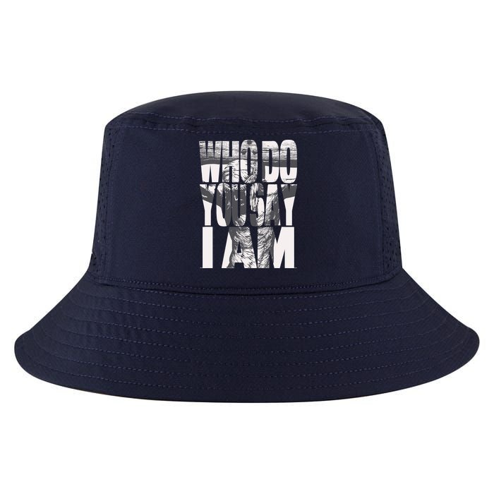 Jesus Christ On The Cross Who Do You Say I Am Christian Cool Comfort Performance Bucket Hat