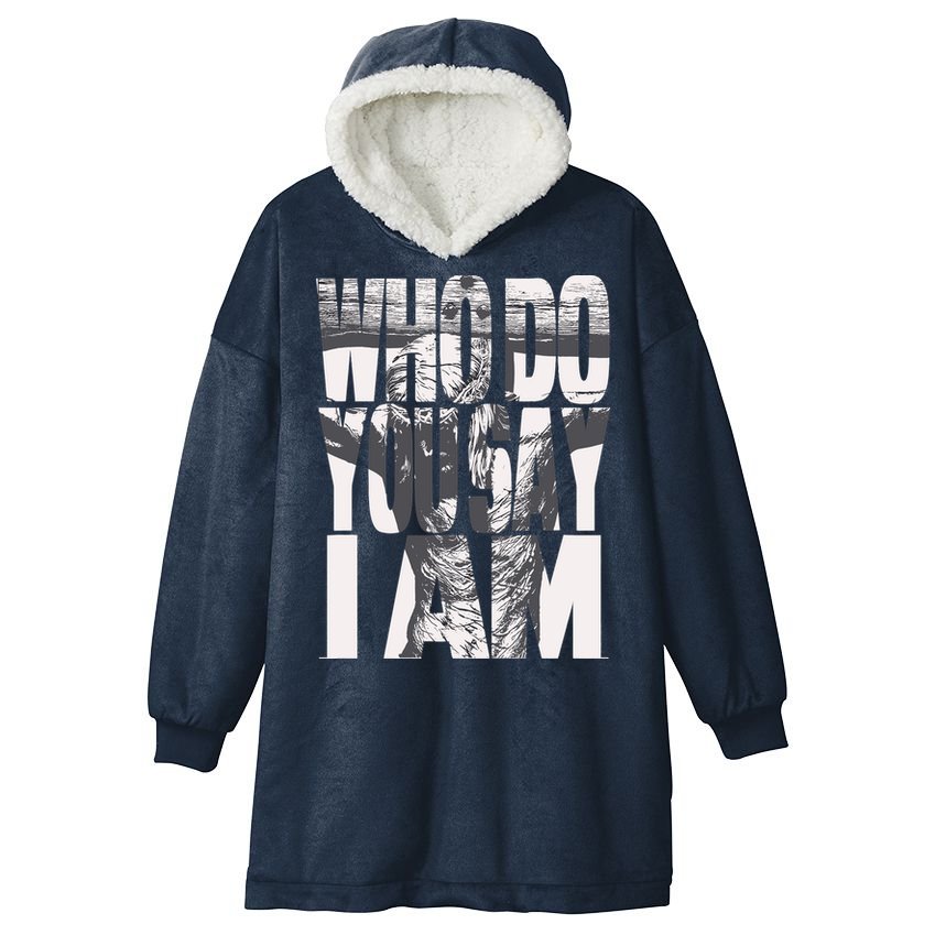 Jesus Christ On The Cross Who Do You Say I Am Christian Hooded Wearable Blanket