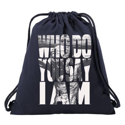 Jesus Christ On The Cross Who Do You Say I Am Christian Drawstring Bag
