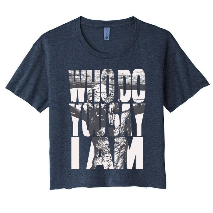 Jesus Christ On The Cross Who Do You Say I Am Christian Women's Crop Top Tee