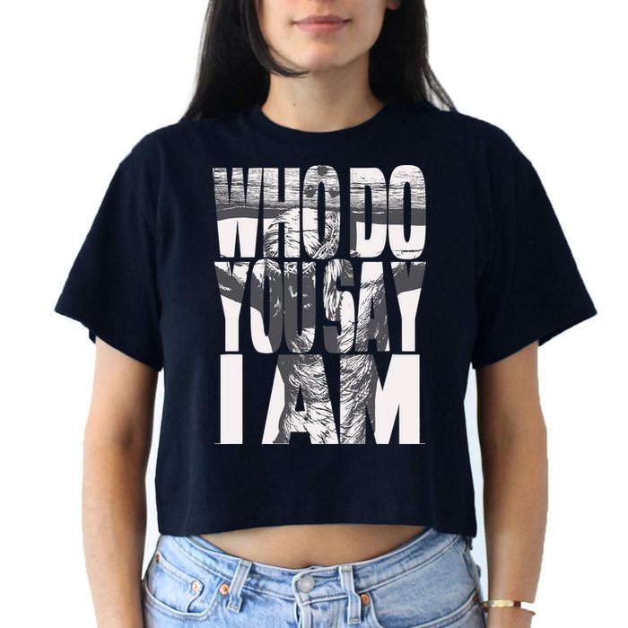 Jesus Christ On The Cross Who Do You Say I Am Christian Women's Crop Top Tee